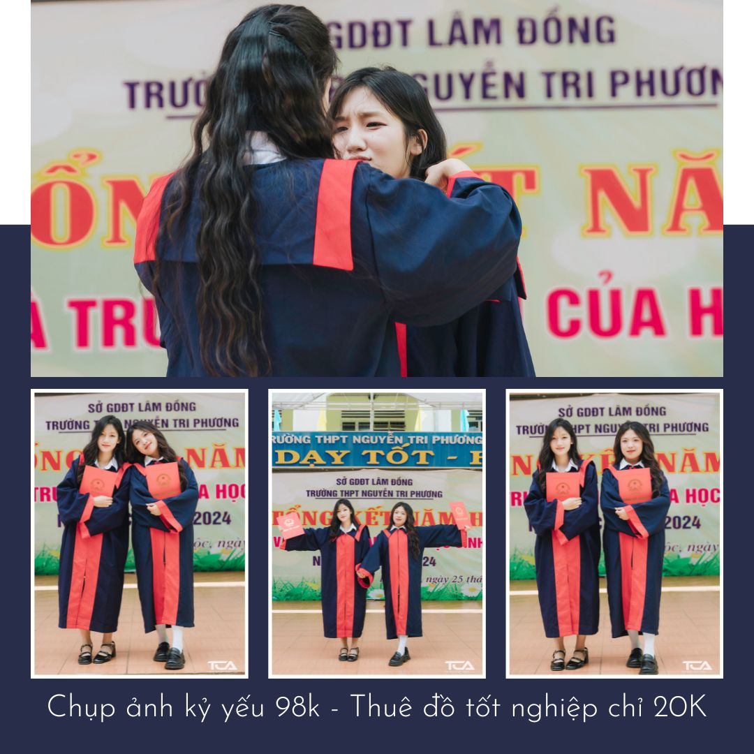 chụp hình với áo cử nhân