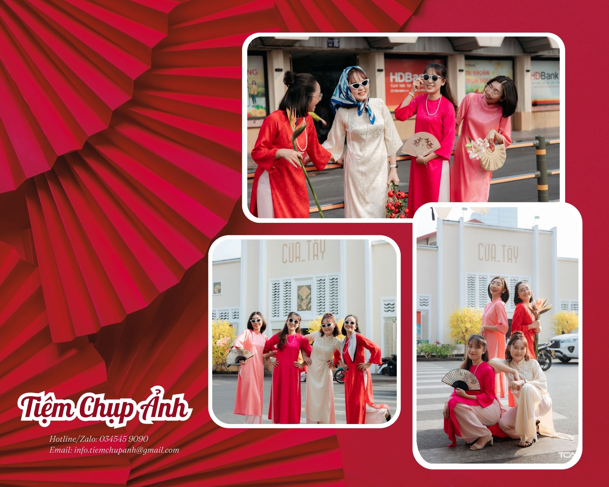 chụp ảnh nhóm tết