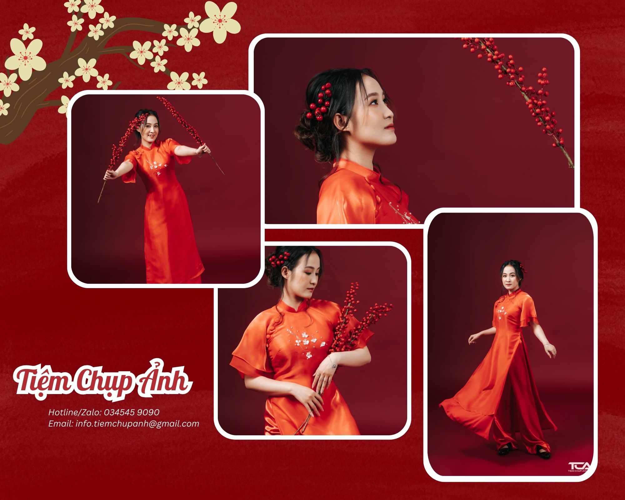 chụp ảnh tết với áo dài cách tân