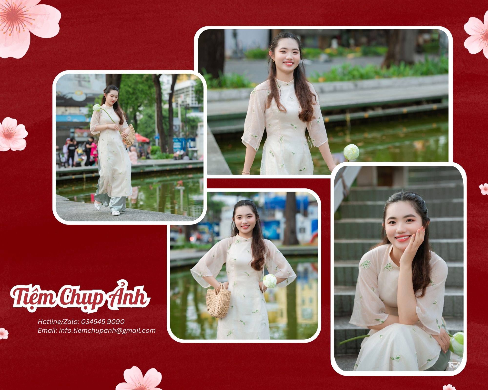 chụp hình áo dài tết