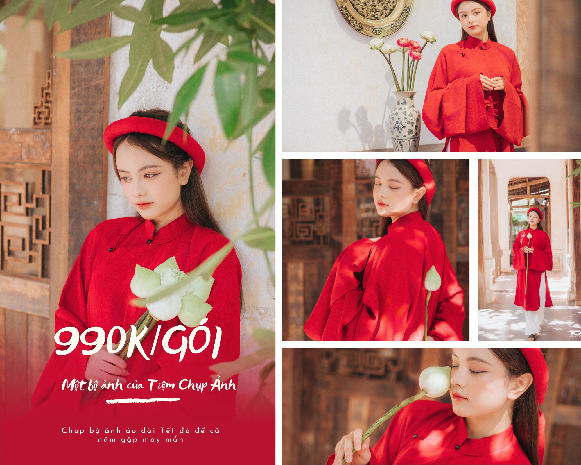 chụp ảnh áo dài tết