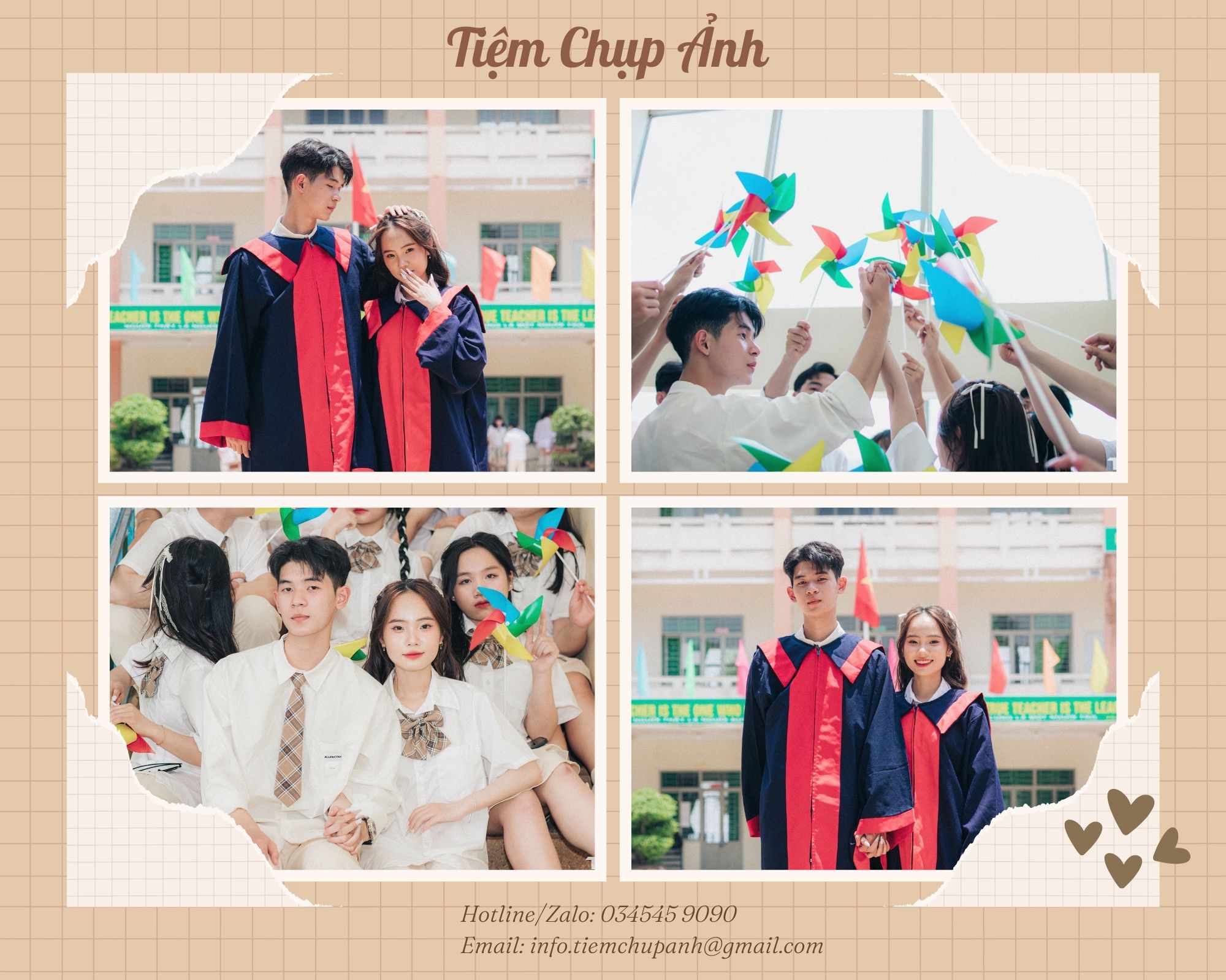 chụp ảnh đôi học sinh