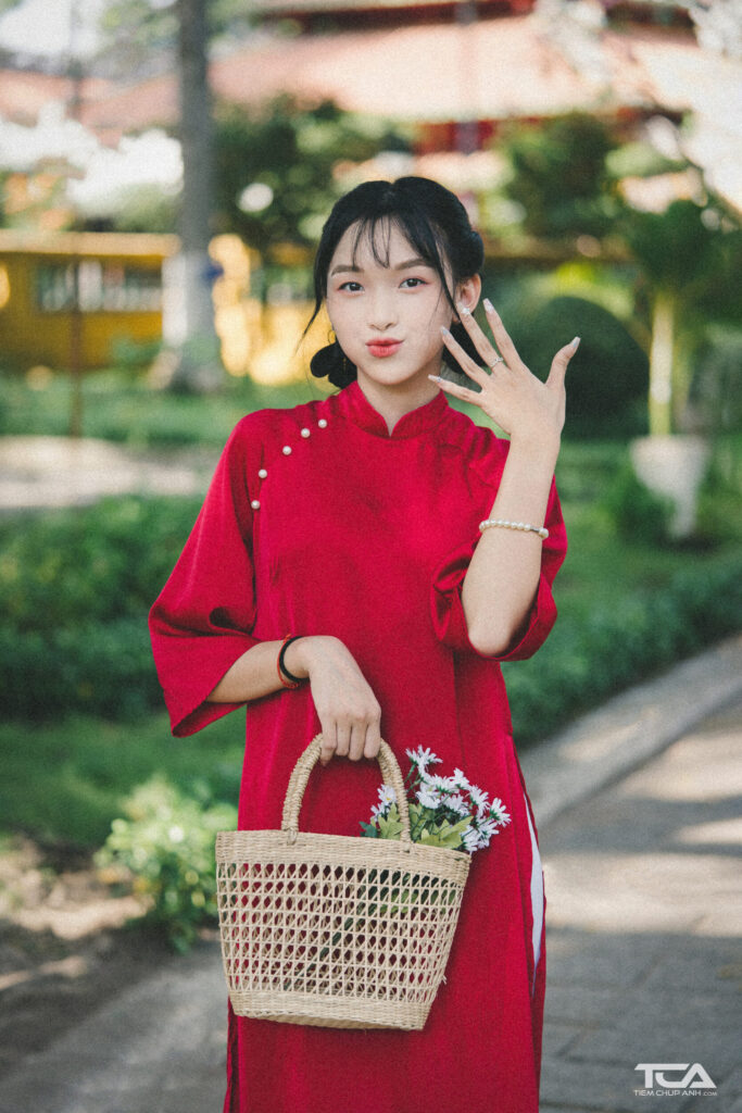 chụp ảnh áo dài tết