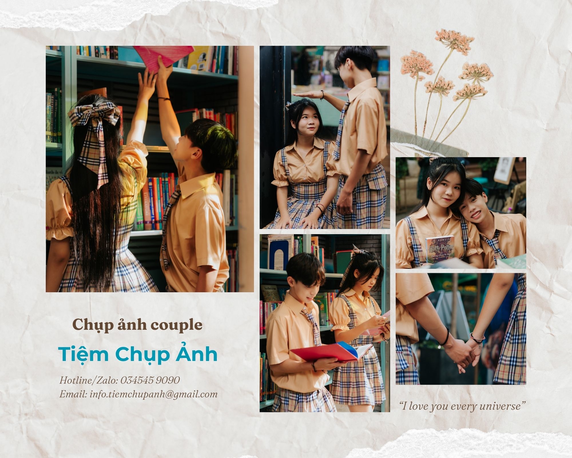 chụp ảnh cặp đôi học sinh