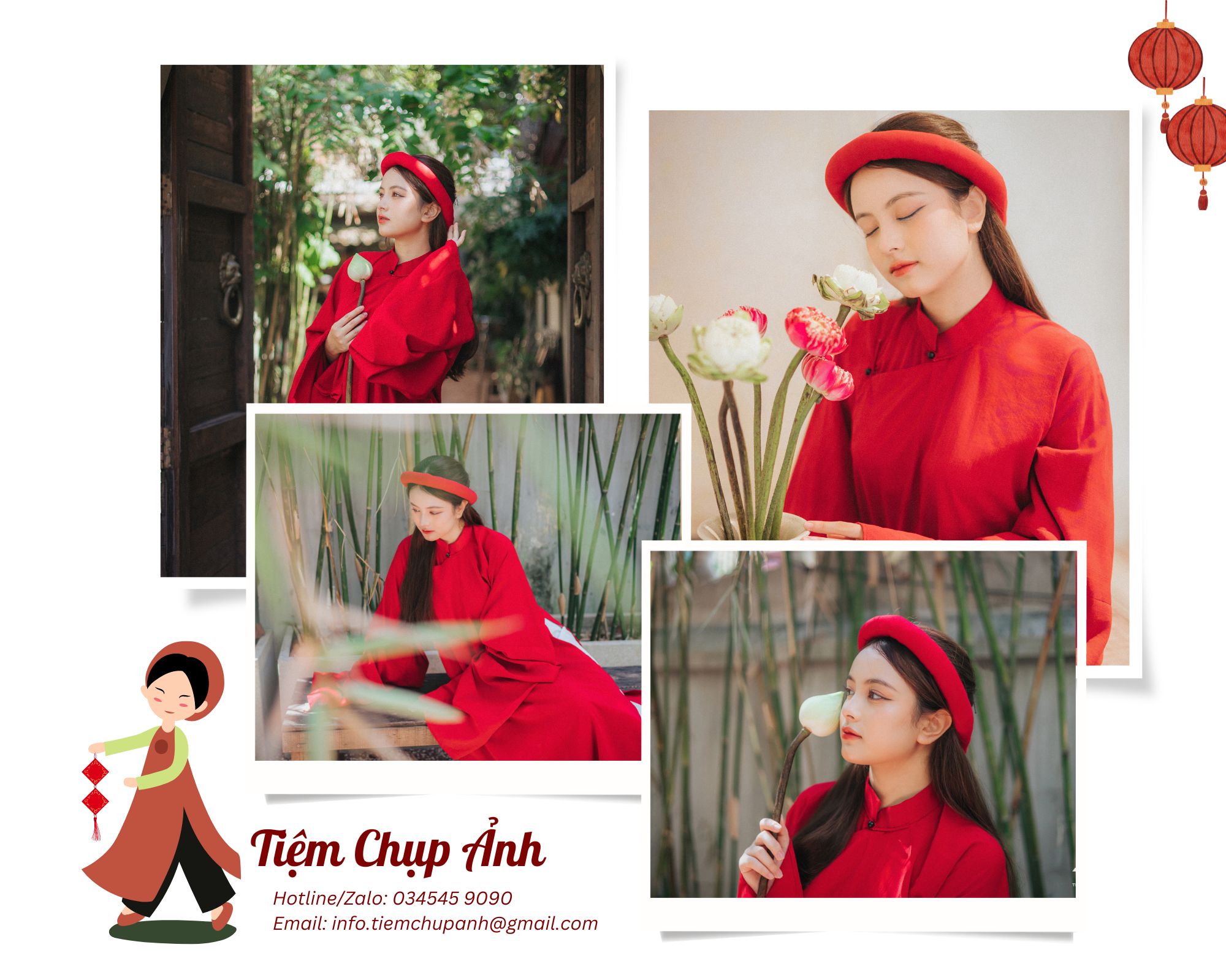 chụp hình ngoại cảnh áo dài tết