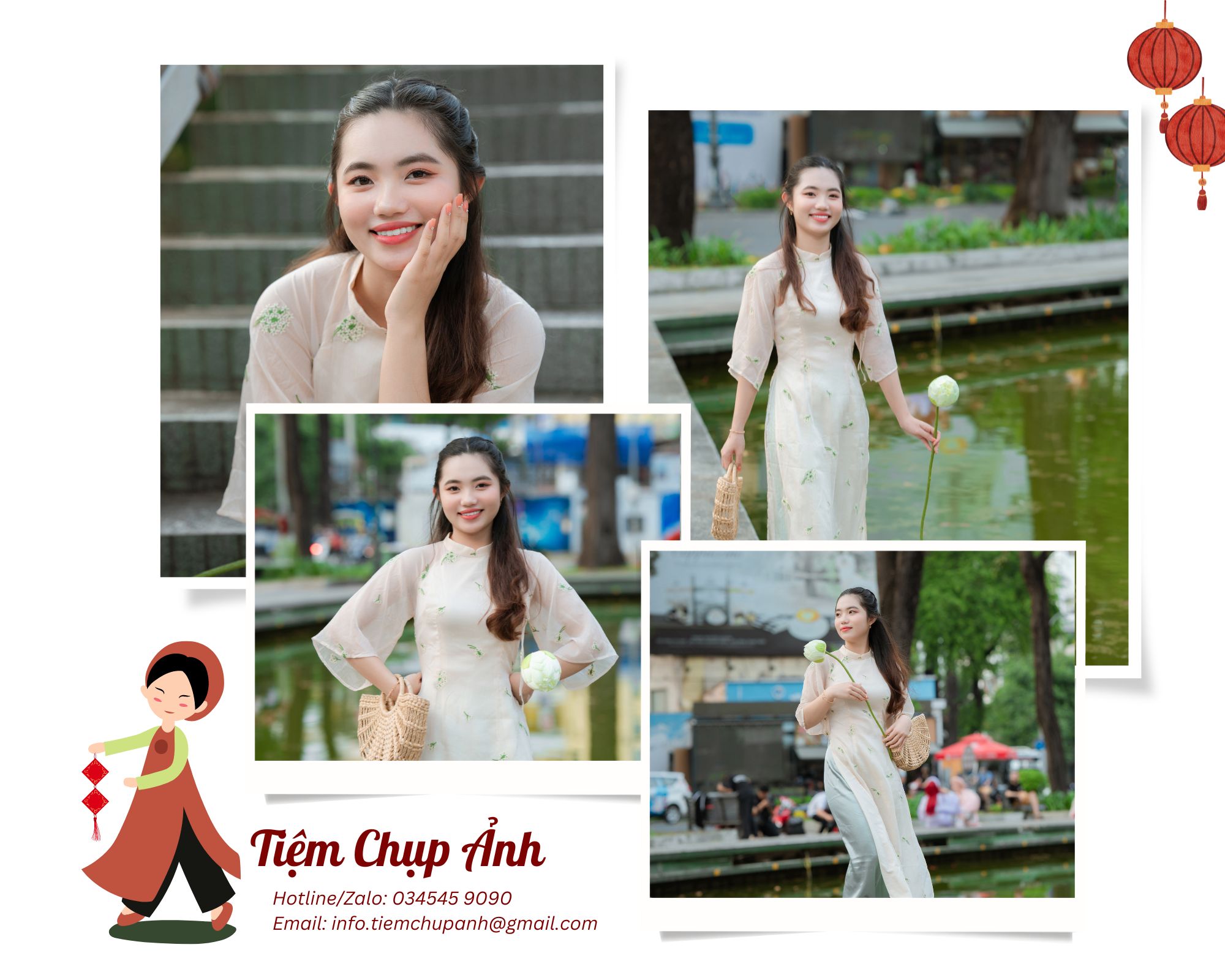 chụp hình ngoại cảnh áo dài tết