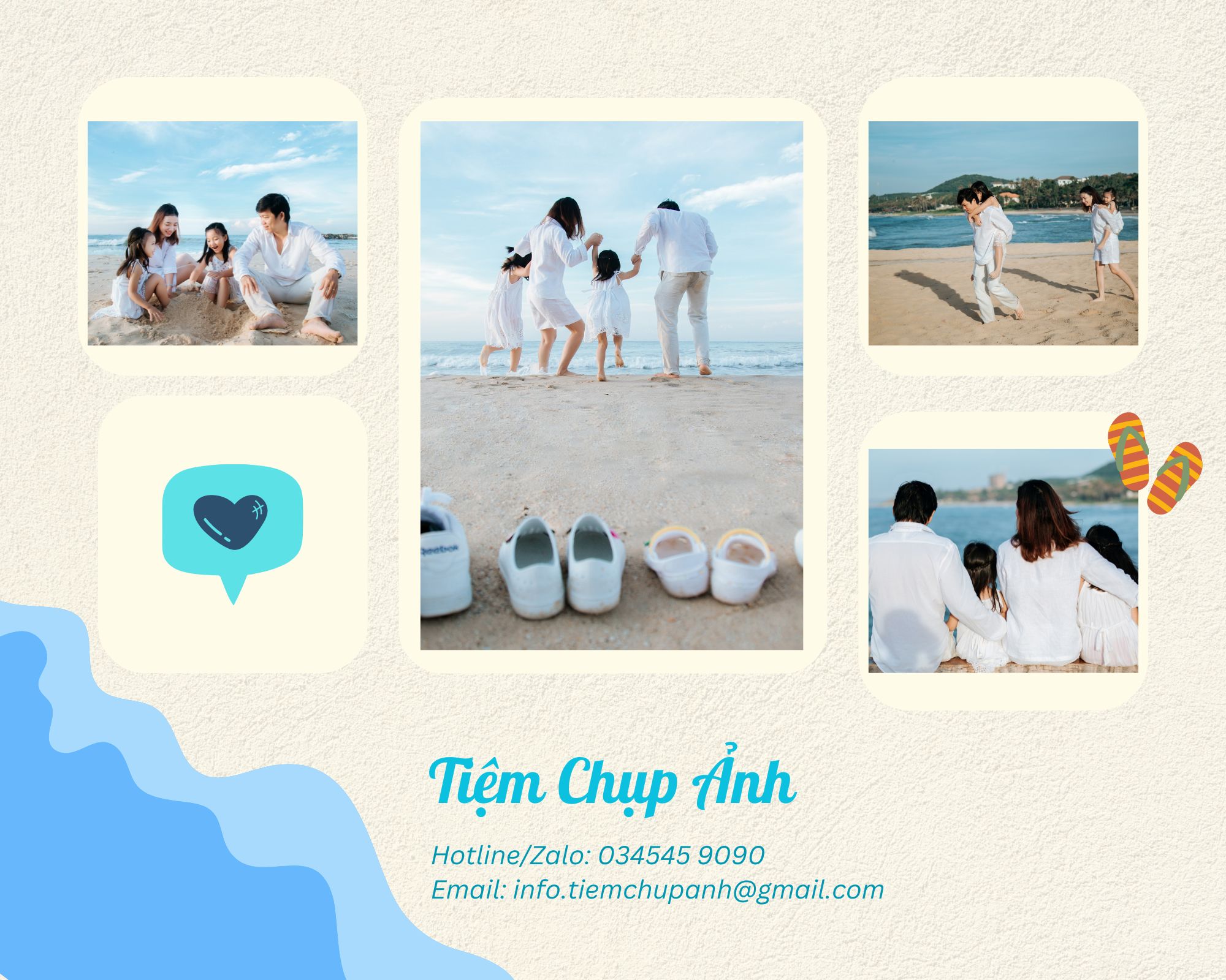 chụp ảnh gia đình ở biển
