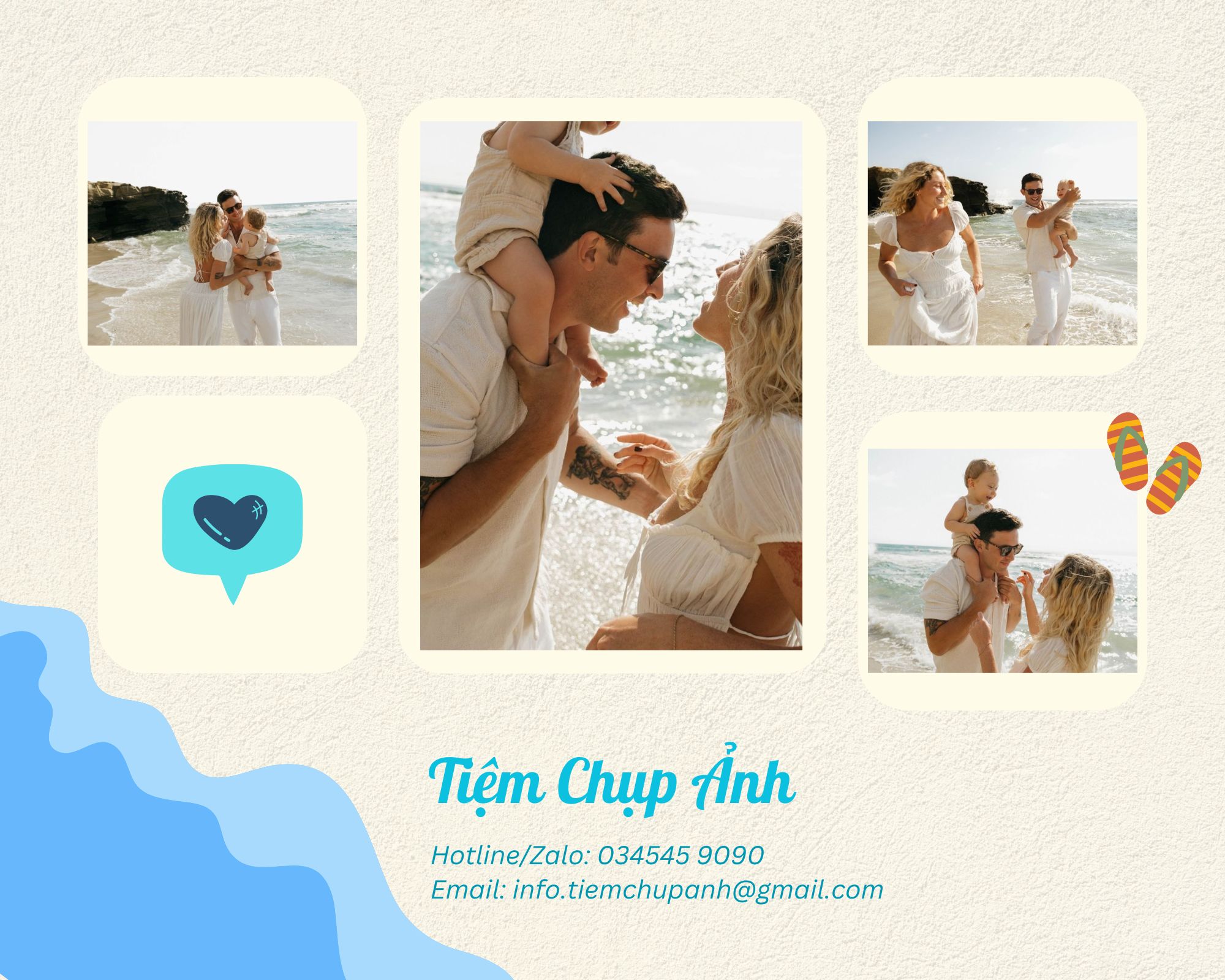 Bảng giá chụp ảnh gia đình khi đi ở biển