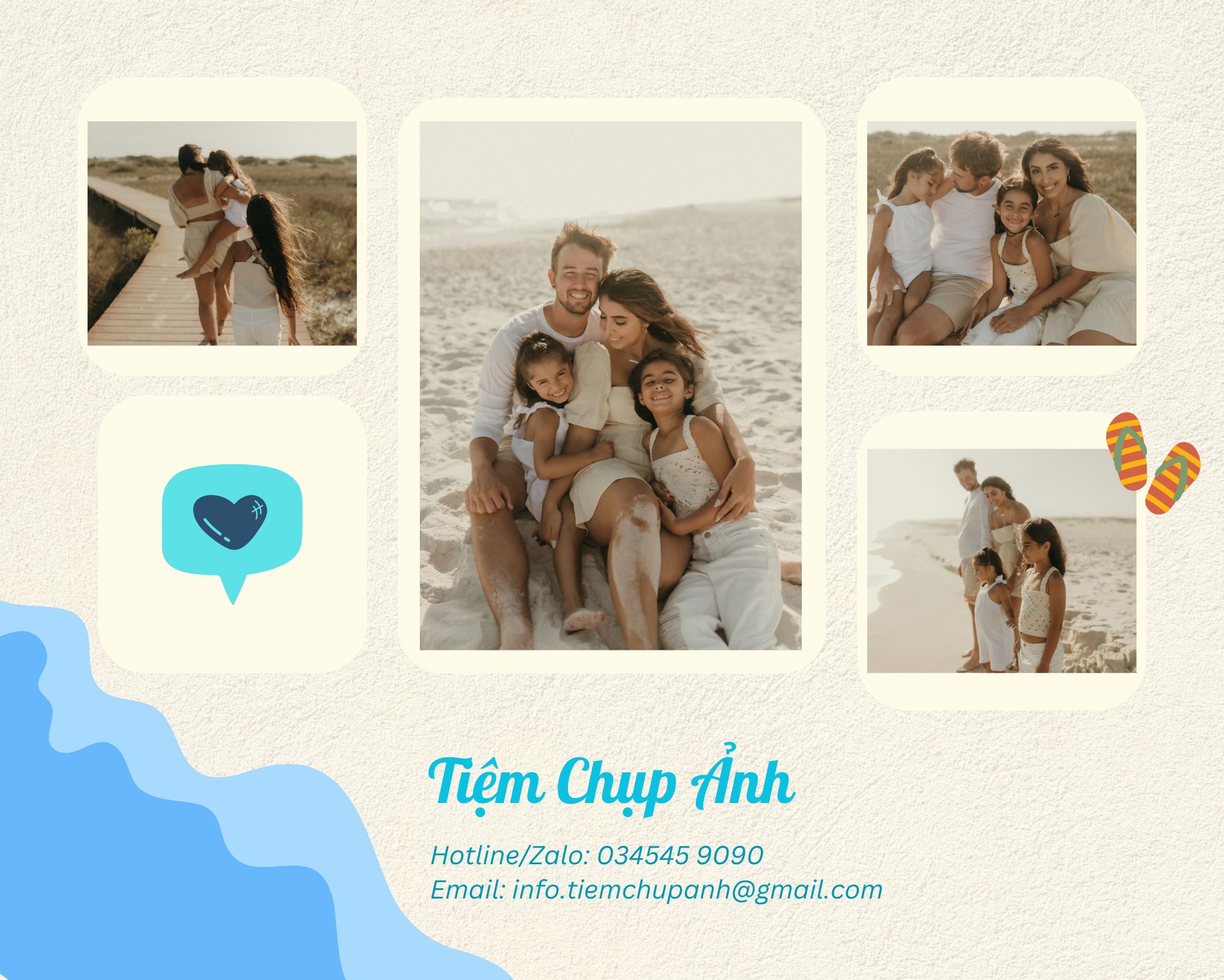 chụp hình gia đình ở biển