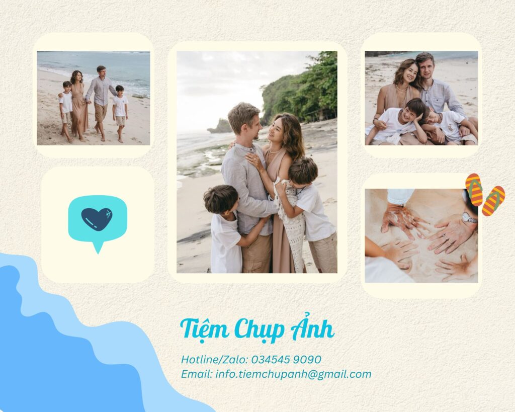 chụp ảnh gia đình ở biển