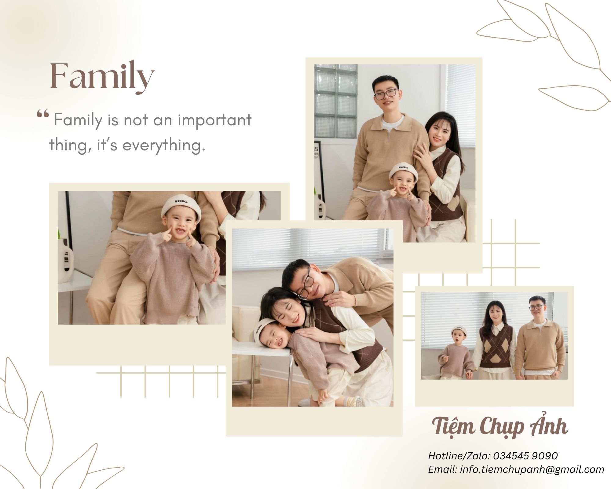 Bảng giá gói dịch vụ chụp ảnh gia đình uy tín rẻ bao nhiêu tiền
