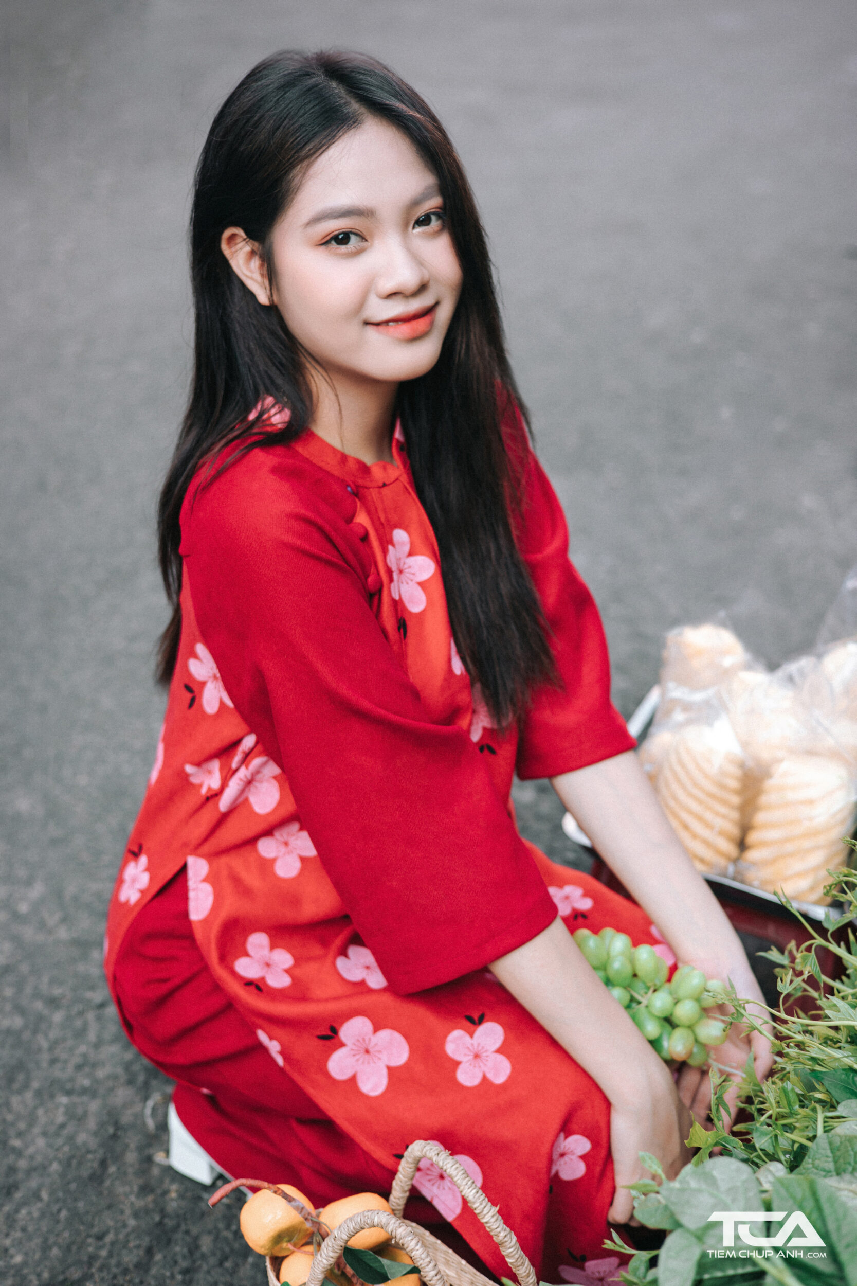 chụp hình tết với áo dài