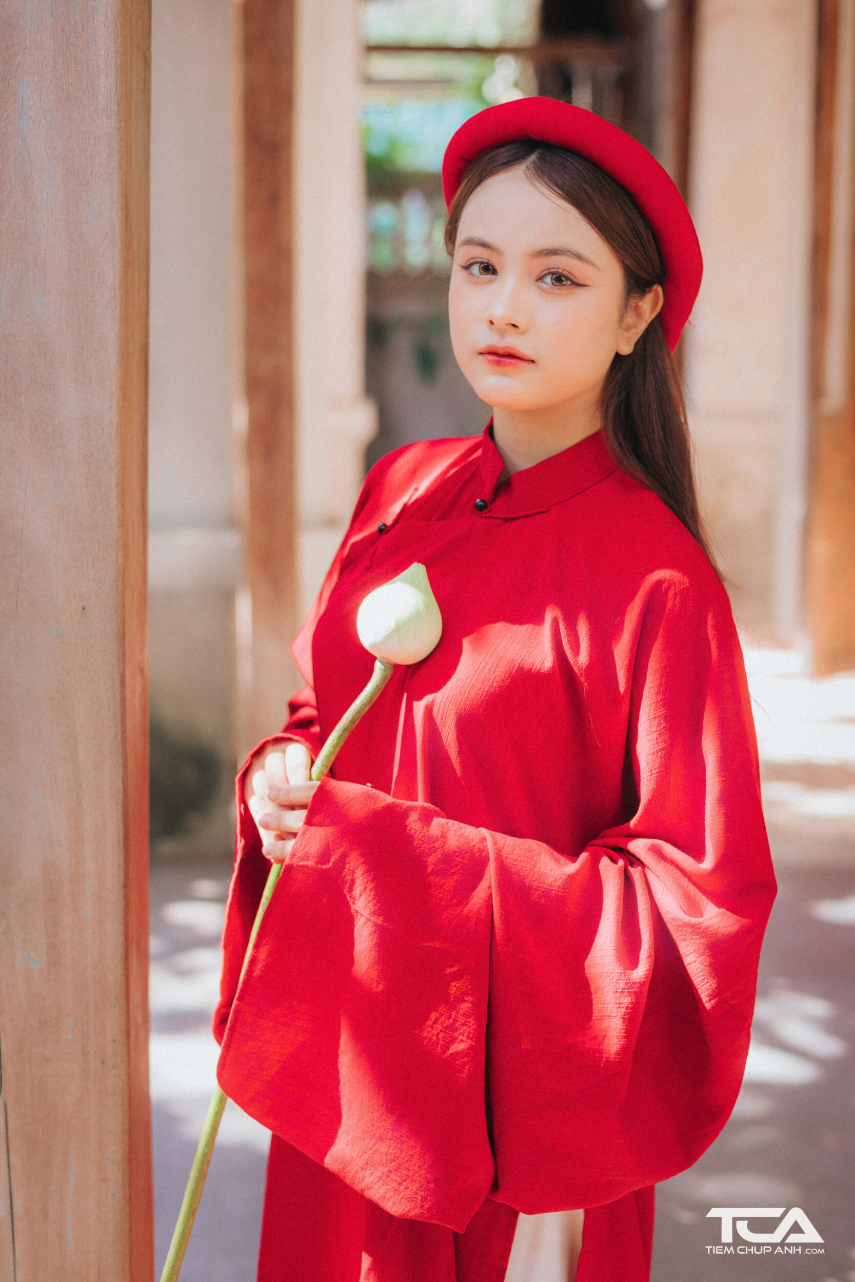 chụp hình áo dài tết