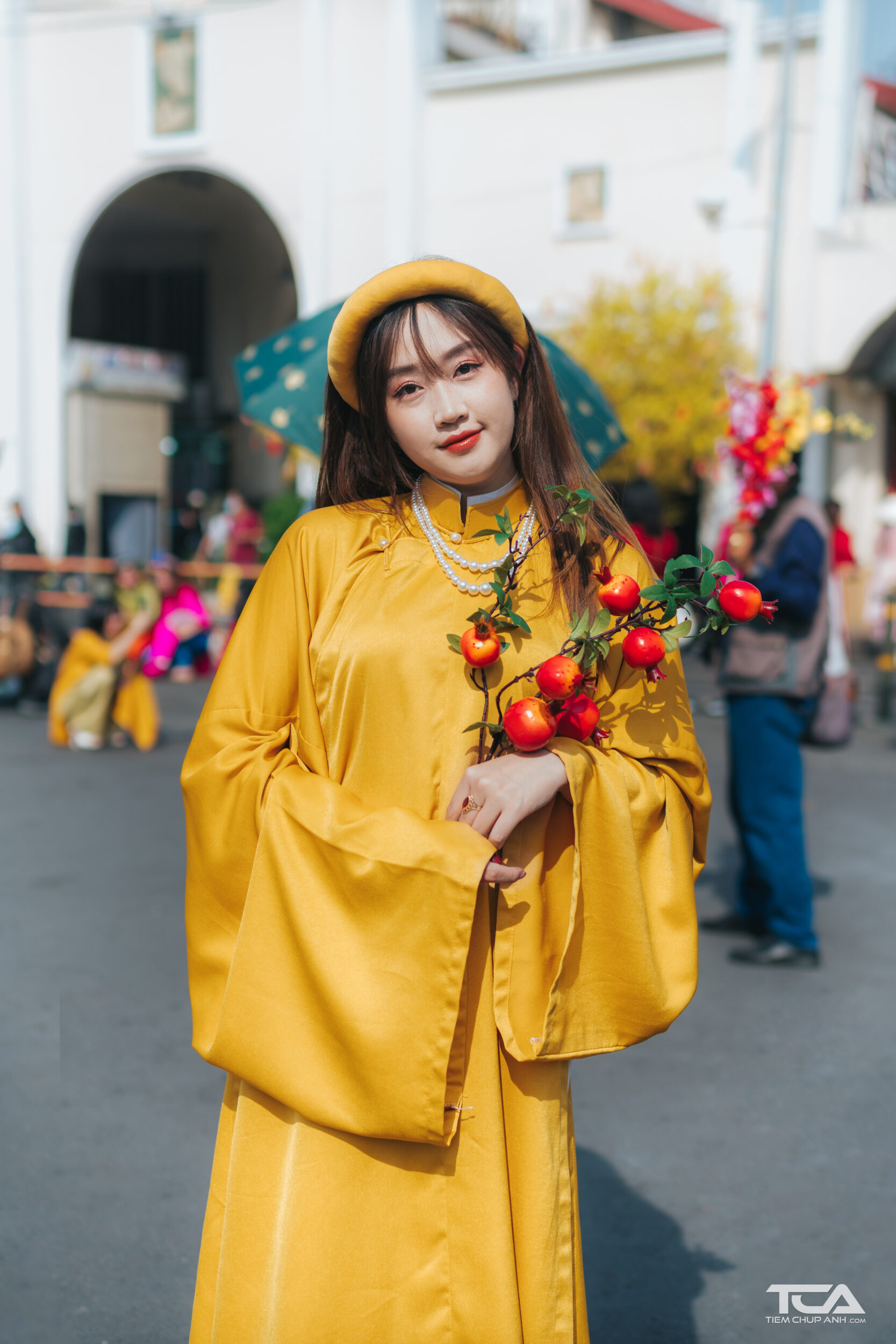 chụp hình tết ở chùa