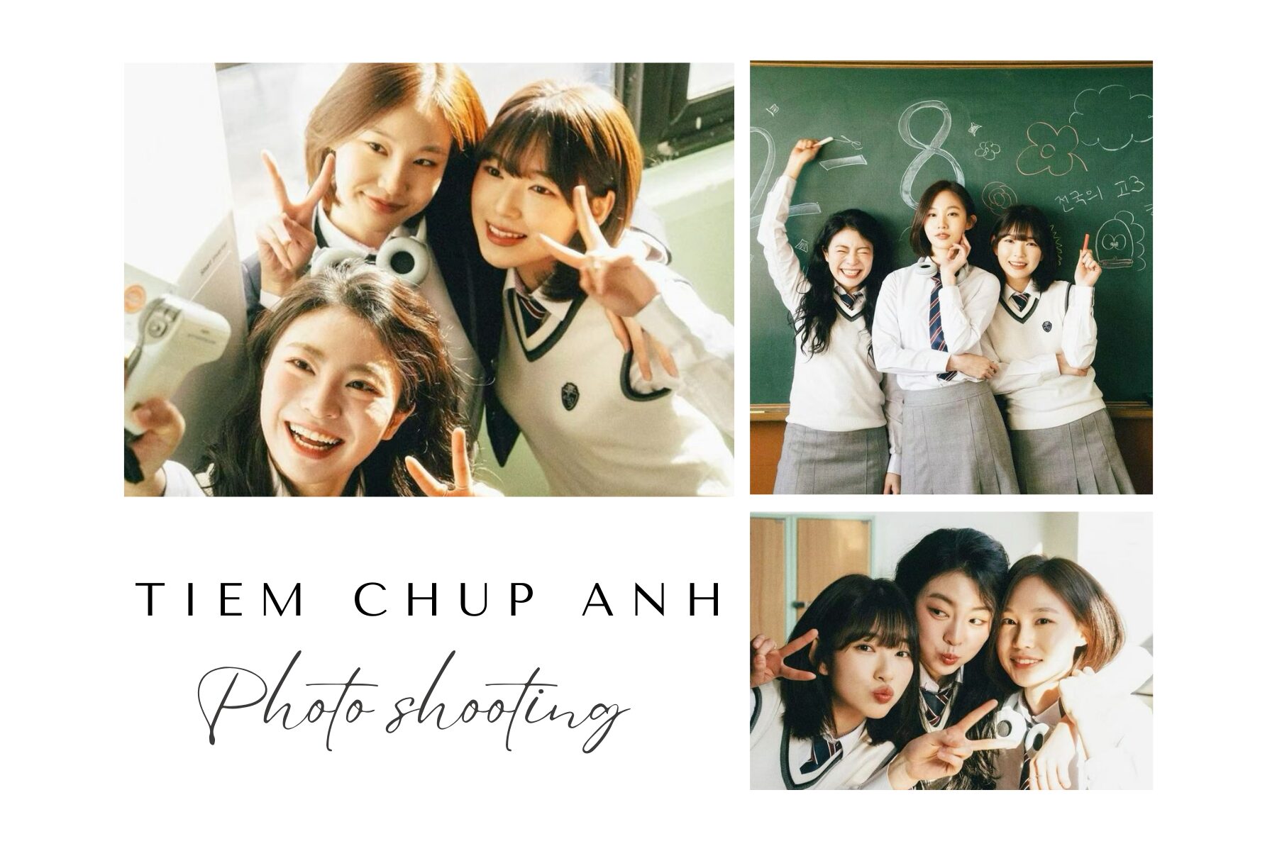 chụp ảnh 3 người bạn thân