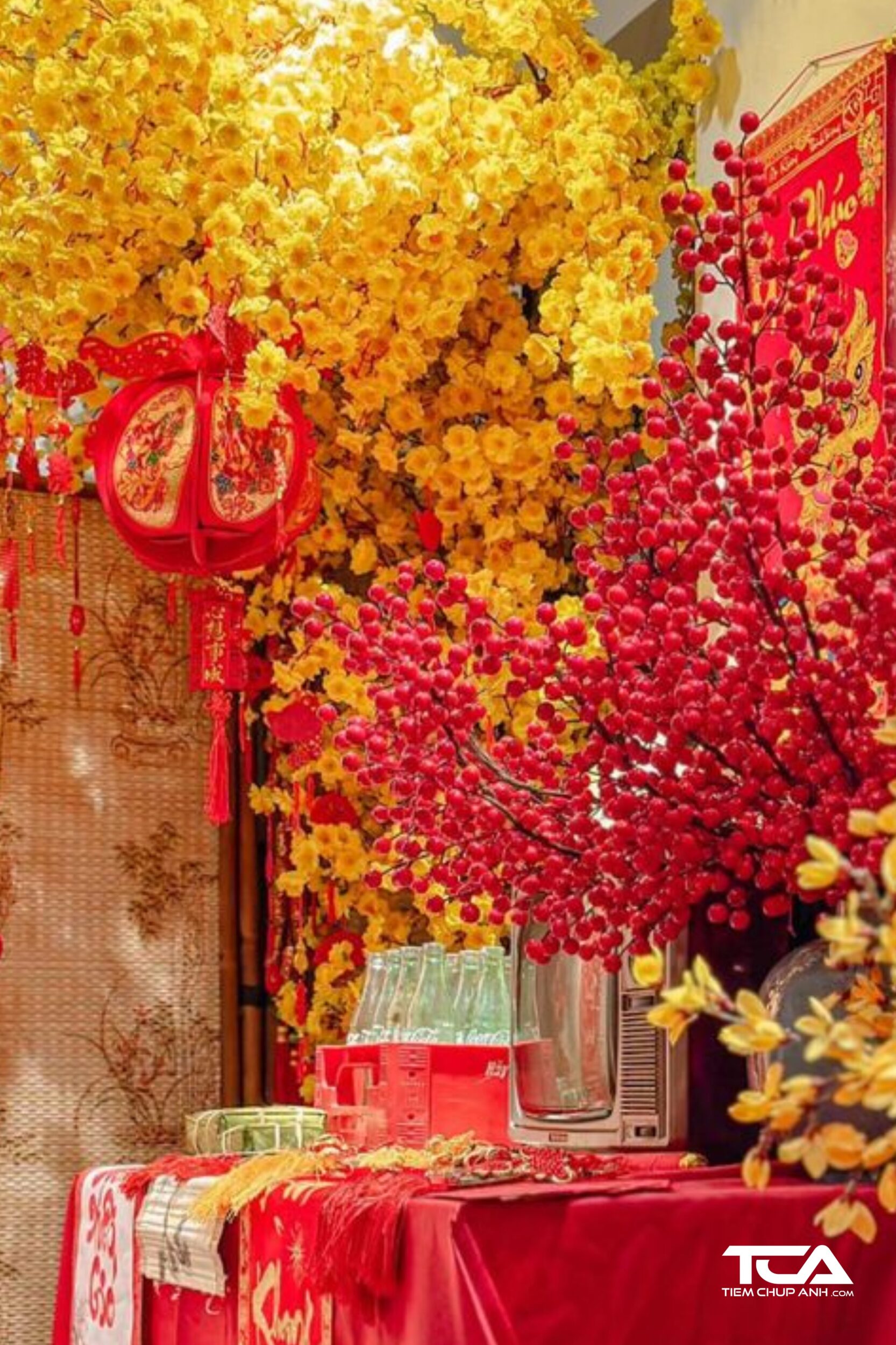 cách chụp hình tết tại nhà