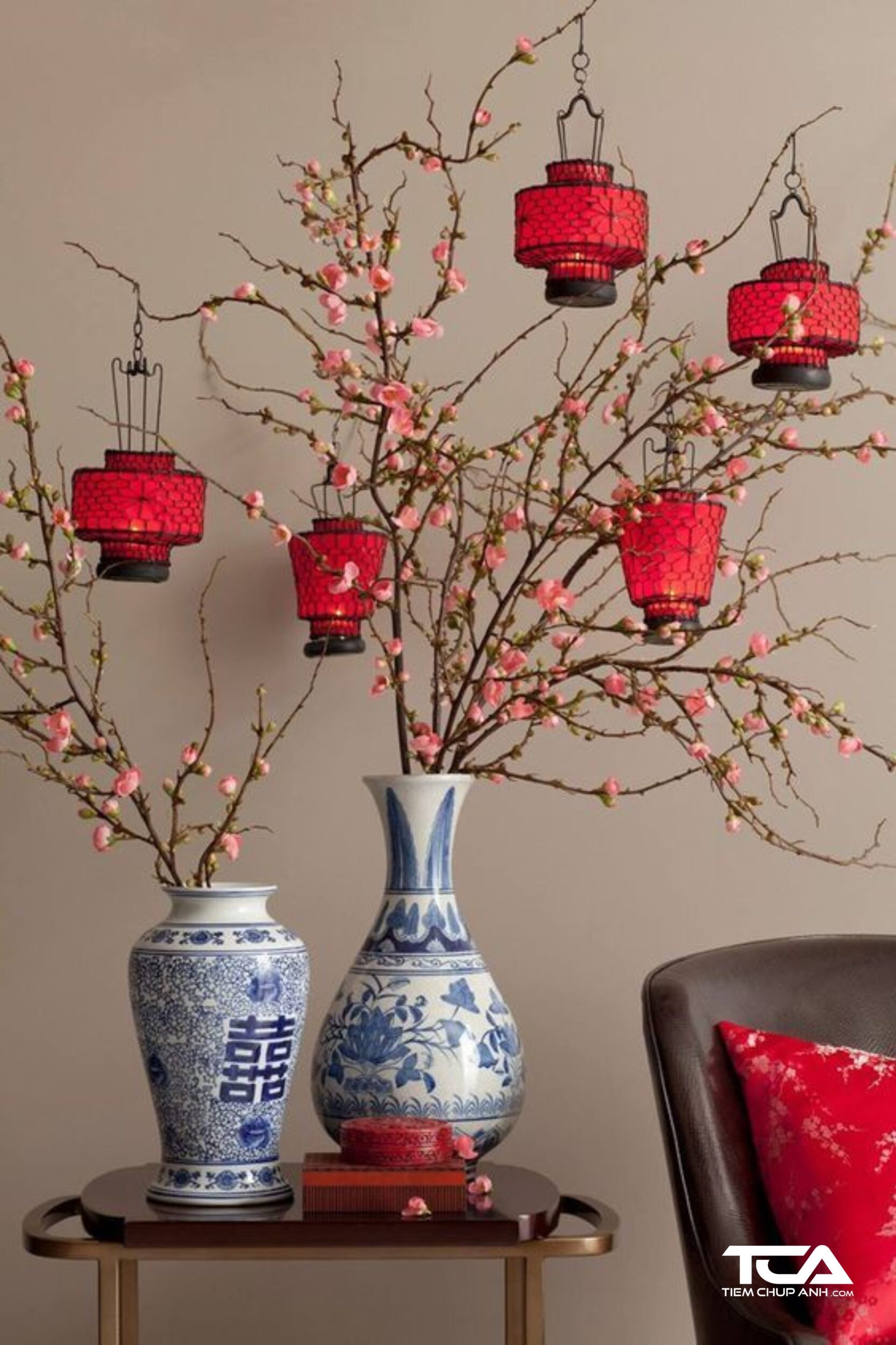 trang trí góc chụp hình tết tại nhà