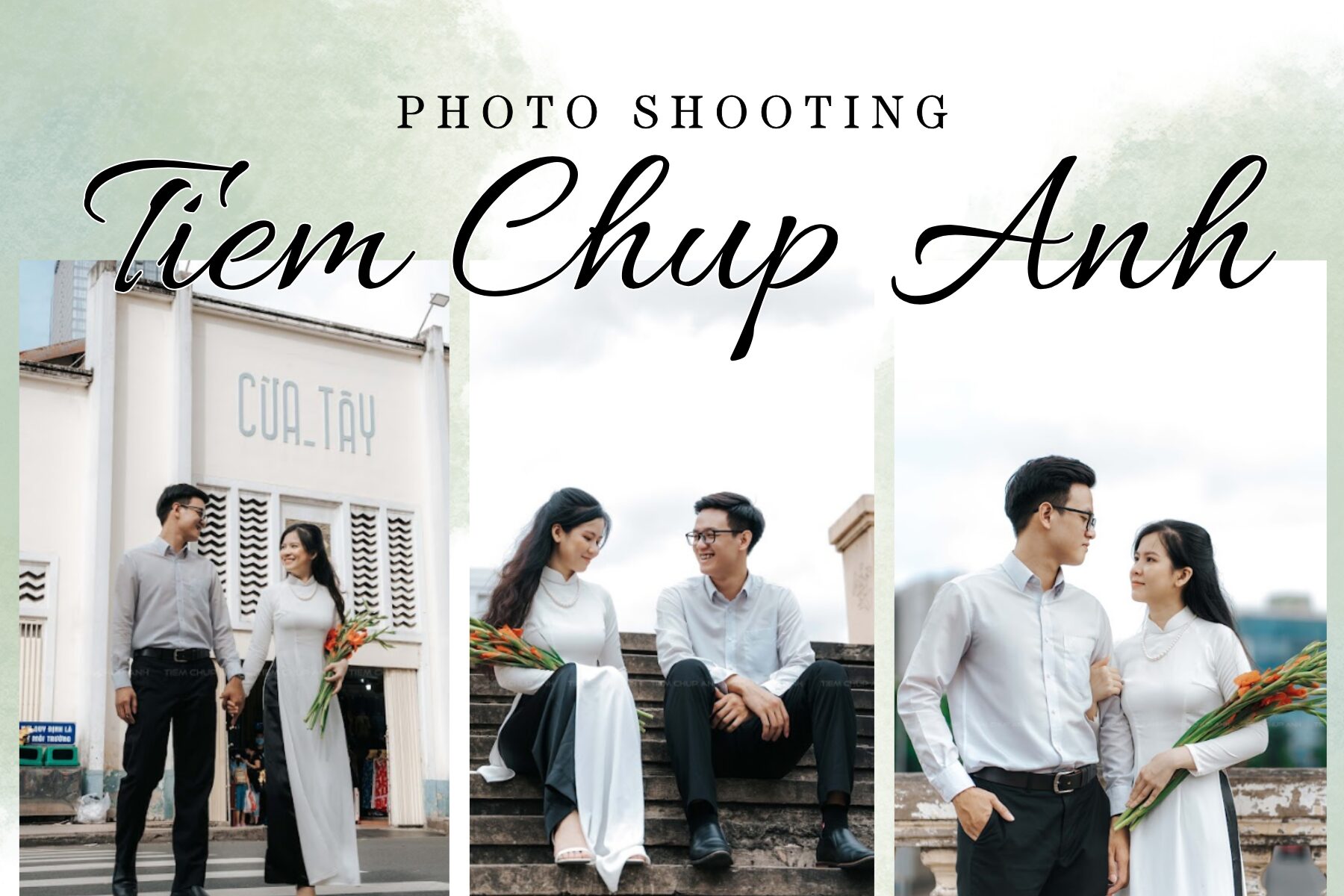 chụp ảnh với áo dài học sinh