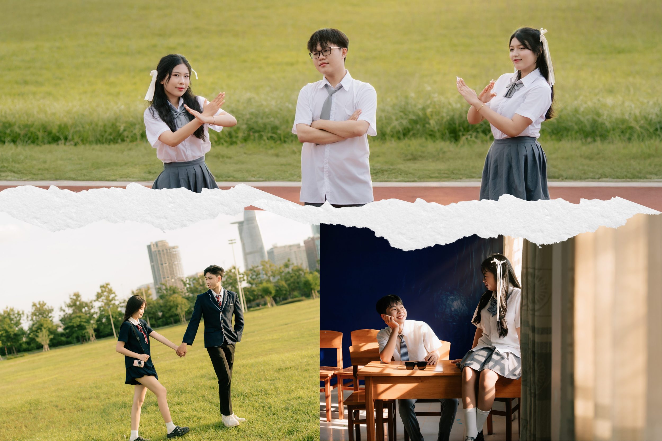 tạo dáng chụp kỷ yếu đôi