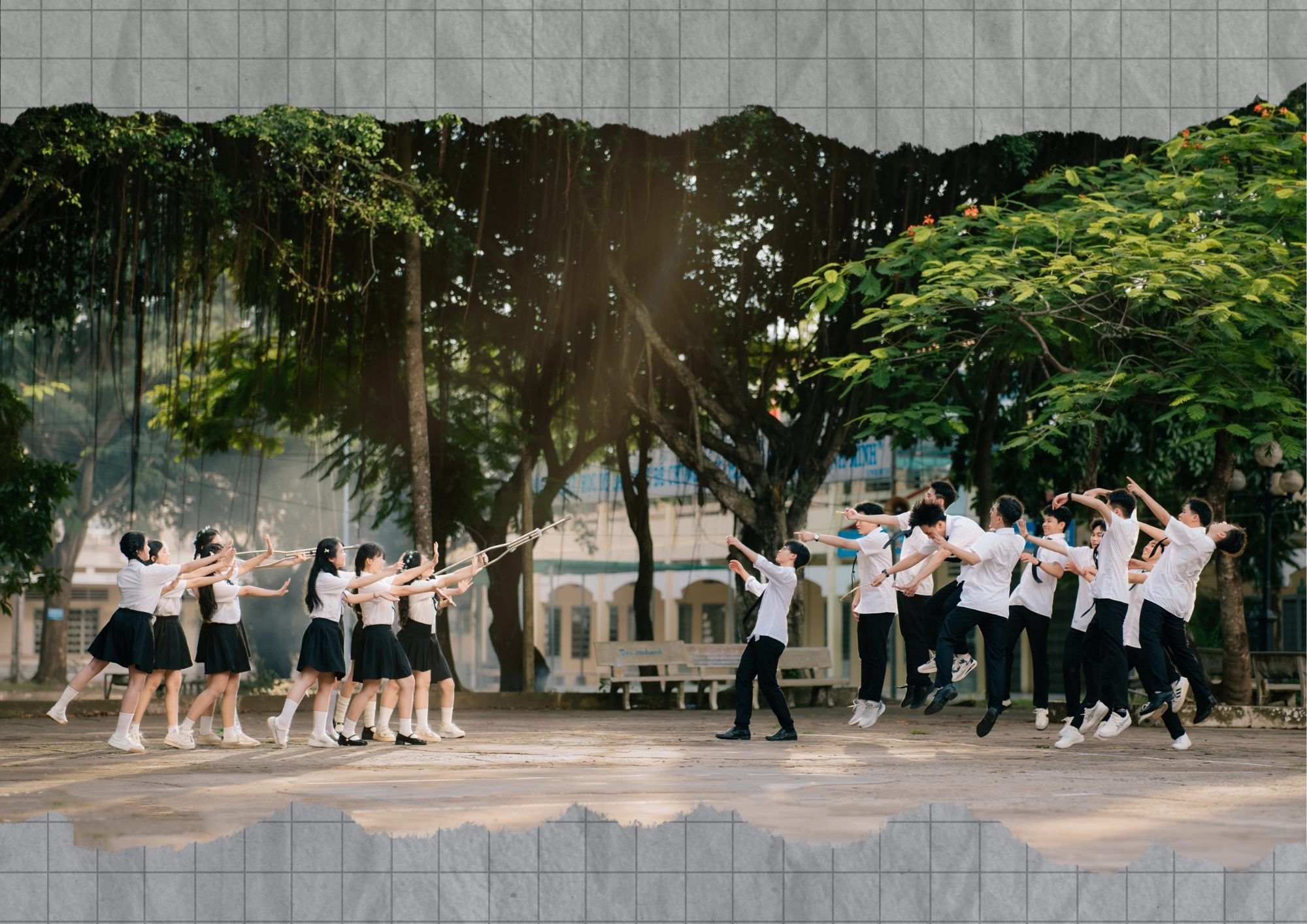 tạo dáng chụp kỷ yếu nhóm