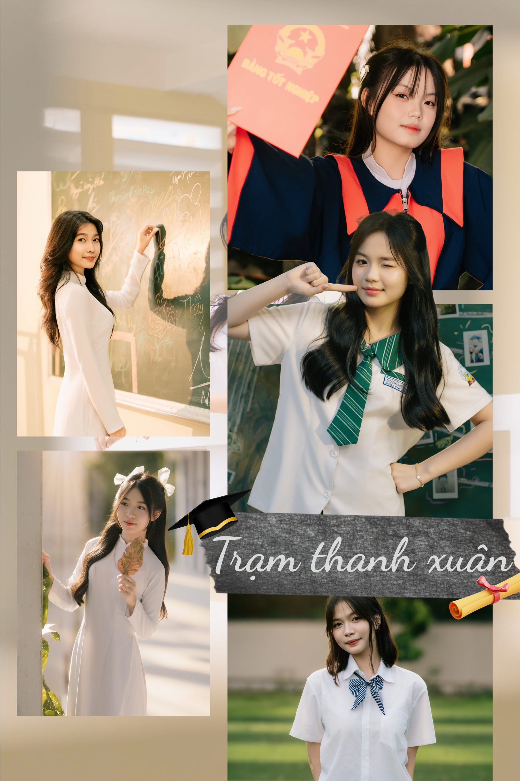 tạo dáng chụp ảnh kỷ yếu nữ