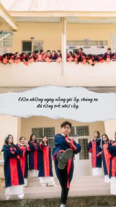 tạo dáng với áo cử nhân