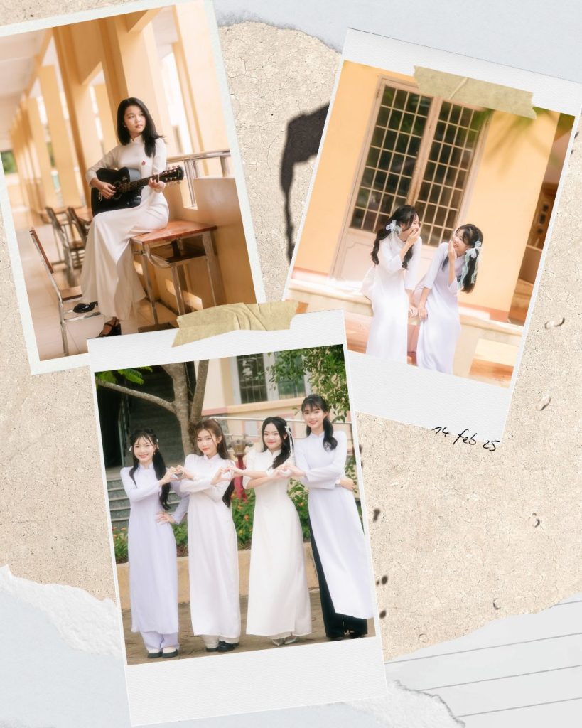 kỷ yếu tạo dáng chụp ảnh áo dài tập thể