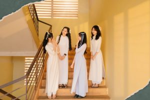 tạo dáng chụp kỷ yếu áo dài