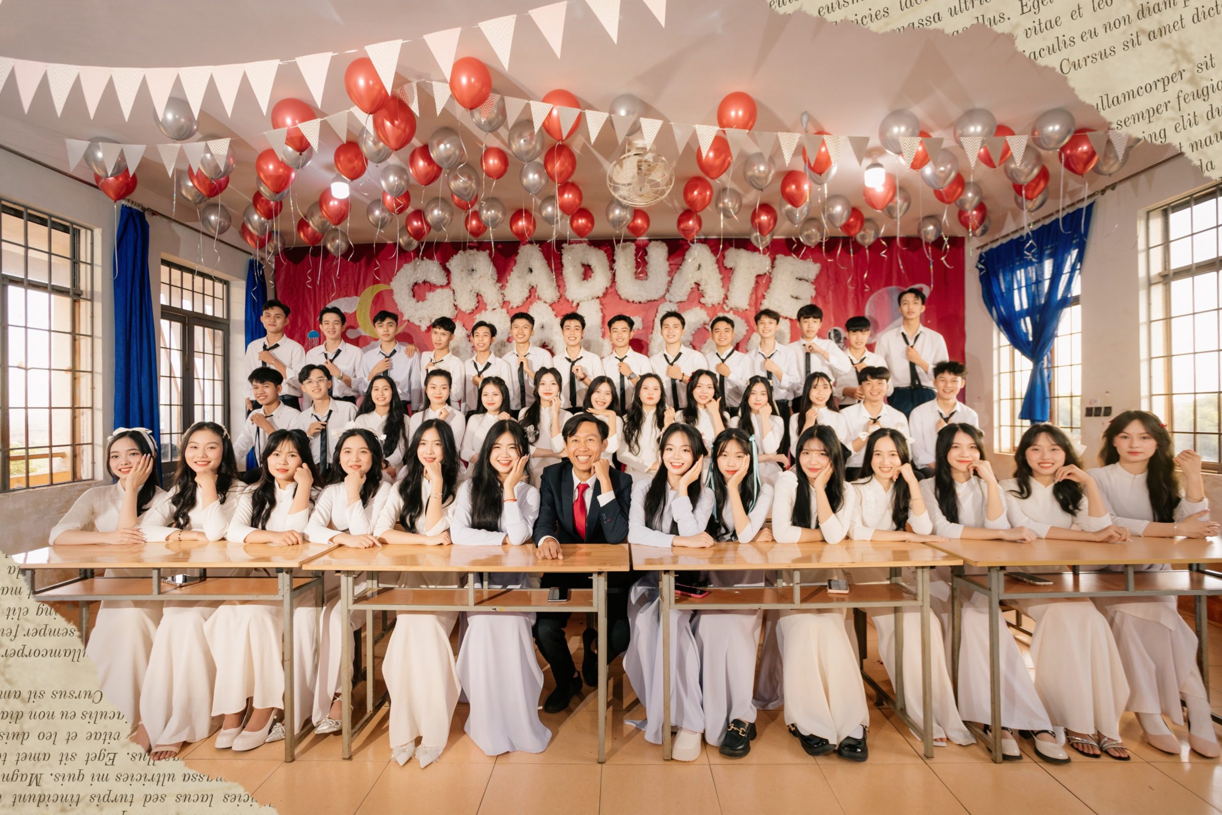 cách tạo dáng với áo dài kỷ yếu