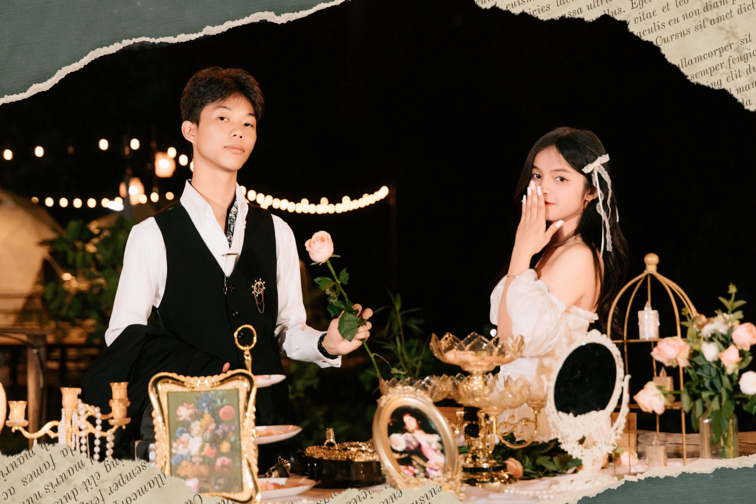 váy trắng trễ vai chụp kỷ yếu